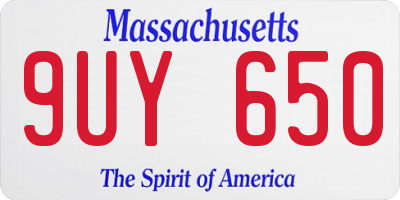 MA license plate 9UY650
