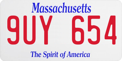MA license plate 9UY654