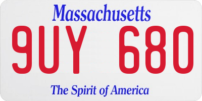 MA license plate 9UY680