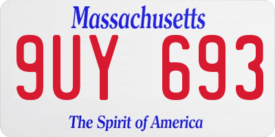 MA license plate 9UY693