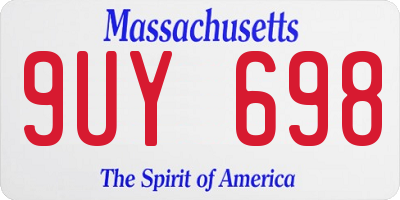 MA license plate 9UY698