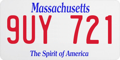 MA license plate 9UY721