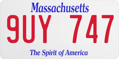 MA license plate 9UY747