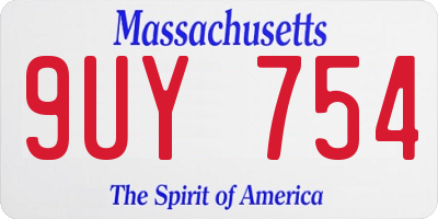 MA license plate 9UY754