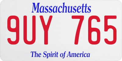 MA license plate 9UY765
