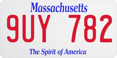 MA license plate 9UY782
