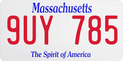 MA license plate 9UY785