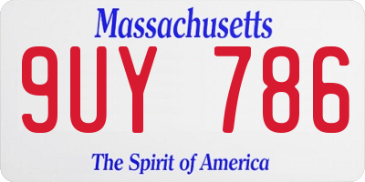 MA license plate 9UY786