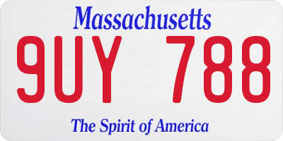 MA license plate 9UY788
