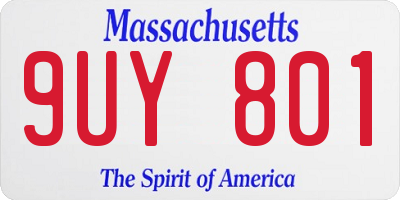 MA license plate 9UY801