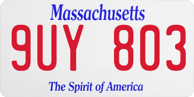 MA license plate 9UY803