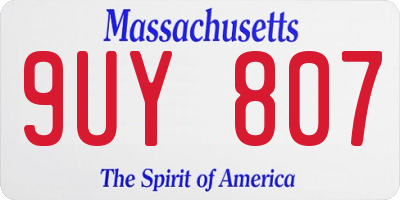 MA license plate 9UY807