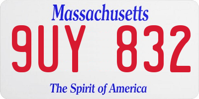 MA license plate 9UY832