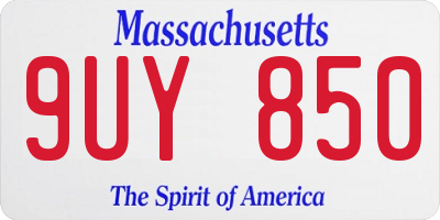 MA license plate 9UY850