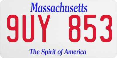 MA license plate 9UY853