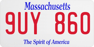 MA license plate 9UY860