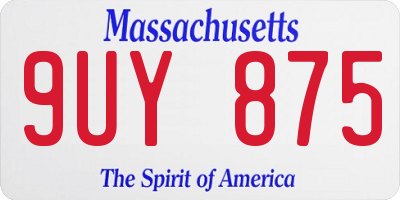 MA license plate 9UY875
