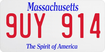 MA license plate 9UY914