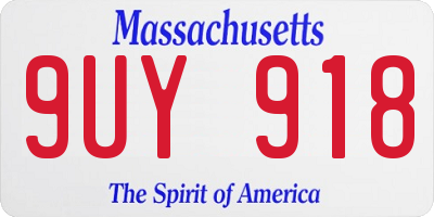 MA license plate 9UY918