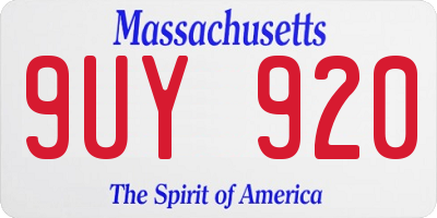 MA license plate 9UY920