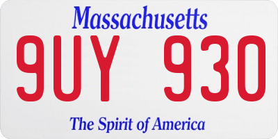 MA license plate 9UY930