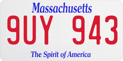 MA license plate 9UY943