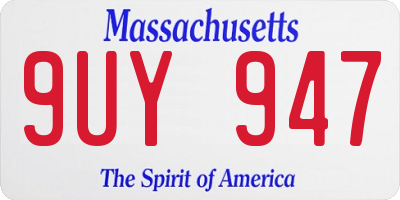 MA license plate 9UY947