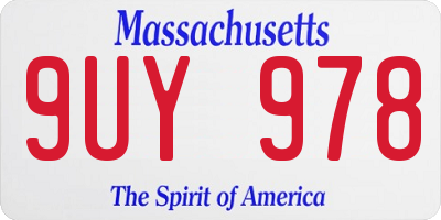 MA license plate 9UY978
