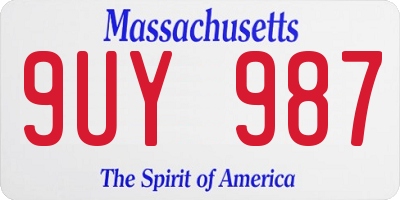 MA license plate 9UY987