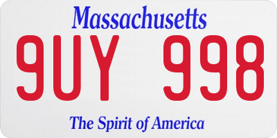 MA license plate 9UY998