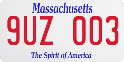 MA license plate 9UZ003