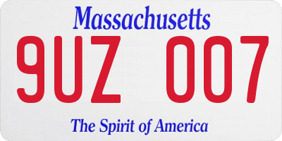 MA license plate 9UZ007