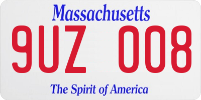 MA license plate 9UZ008