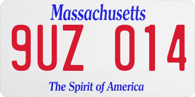 MA license plate 9UZ014