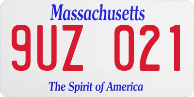 MA license plate 9UZ021