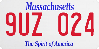 MA license plate 9UZ024