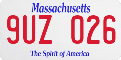 MA license plate 9UZ026