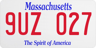 MA license plate 9UZ027
