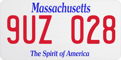 MA license plate 9UZ028