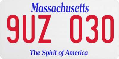MA license plate 9UZ030