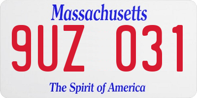 MA license plate 9UZ031