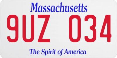 MA license plate 9UZ034