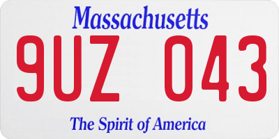 MA license plate 9UZ043