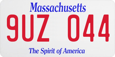MA license plate 9UZ044