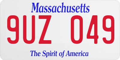 MA license plate 9UZ049