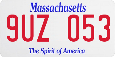 MA license plate 9UZ053