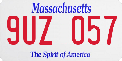 MA license plate 9UZ057