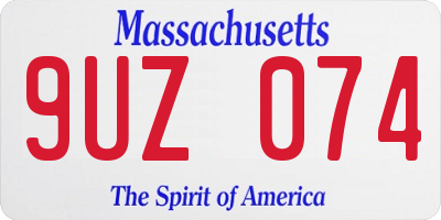 MA license plate 9UZ074