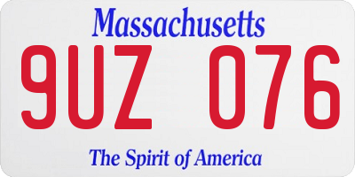 MA license plate 9UZ076