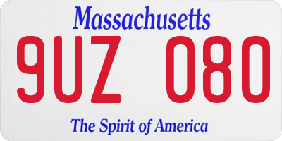 MA license plate 9UZ080
